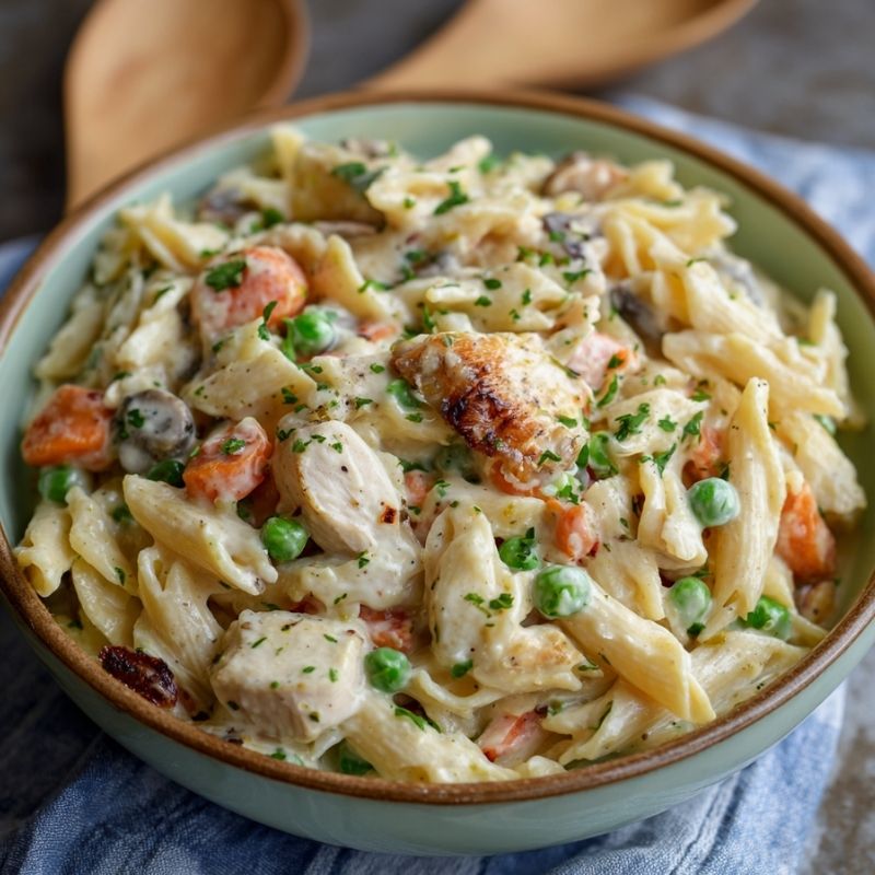 Skip the Crust: Effortless Chicken Pot Pie Pasta Dinner Idea